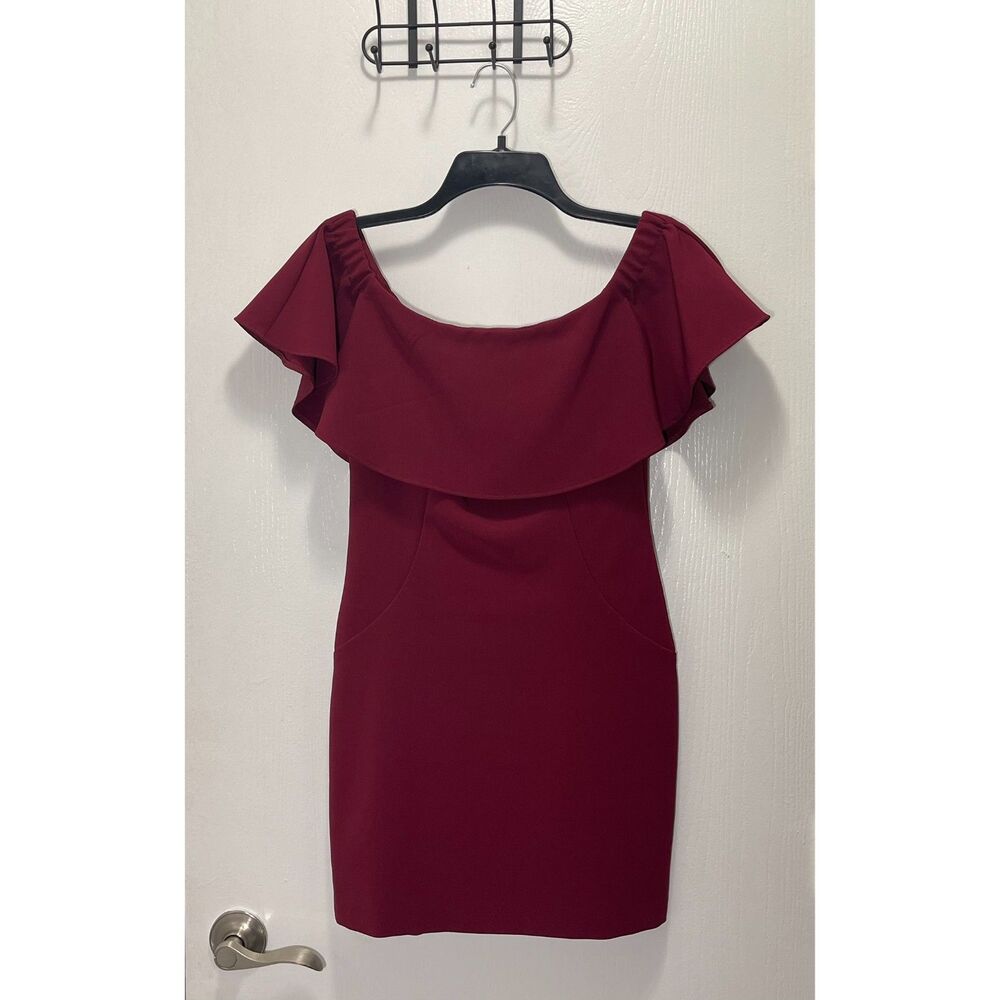 Teeze Me Women's Burgundy Off-The-Shoulder Mini Dress NWOT